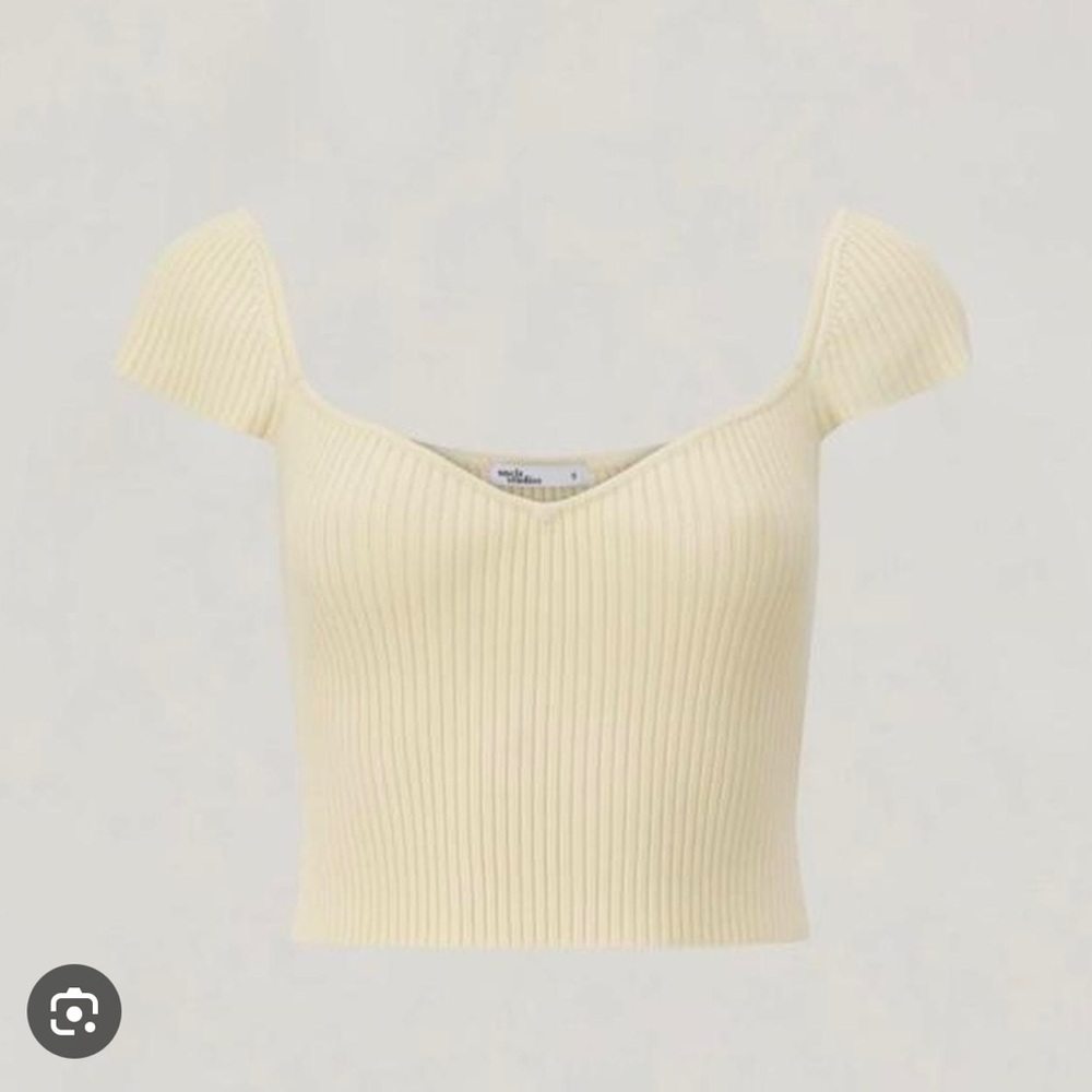 Uncle Studios Cream Ribbed top